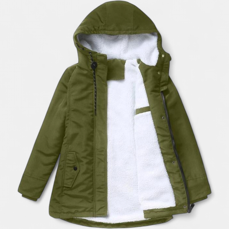 Women's Hooded Winter Coat, Sherpa Lined Zip Front Flap Pockets