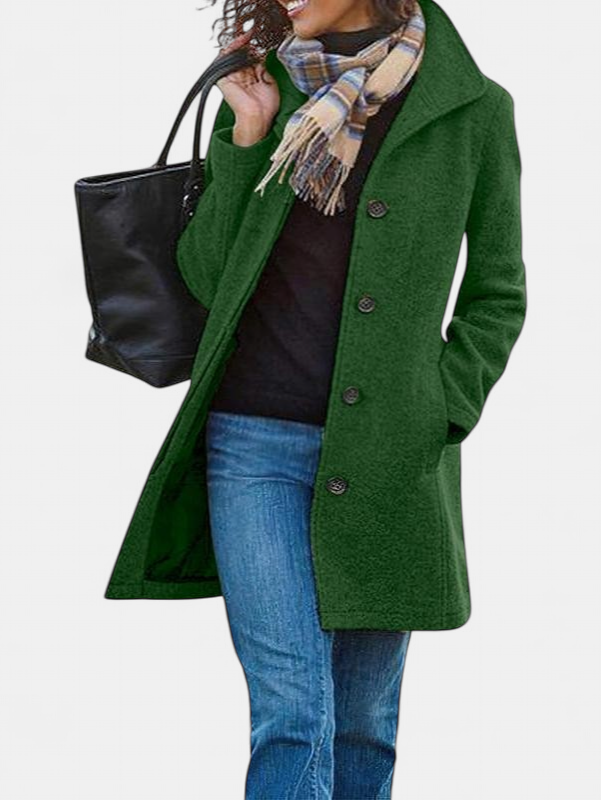 GABRIELA | Casual Wool Blend Pea Coat with Single-Breasted Design