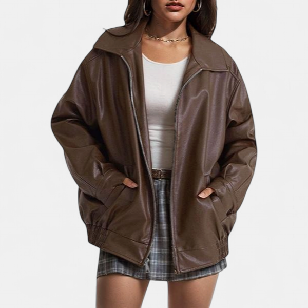KENDRA | Women's Oversized Faux Suede Leather Motorcycle Jacket