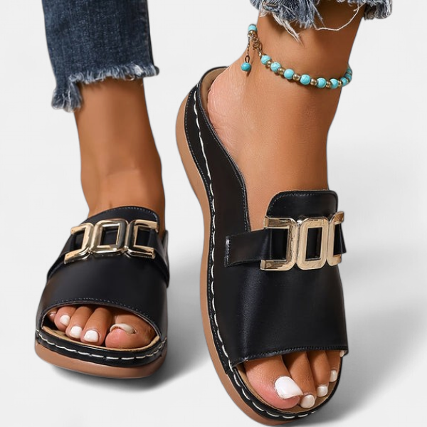 MICHELLE | Block Heel Slip-On Sandals