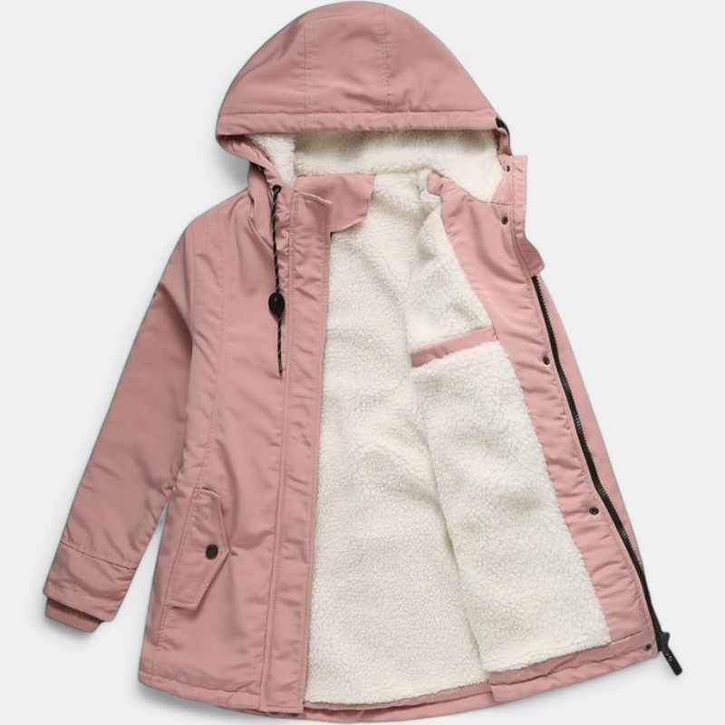 Women's Hooded Winter Coat, Sherpa Lined Zip Front Flap Pockets