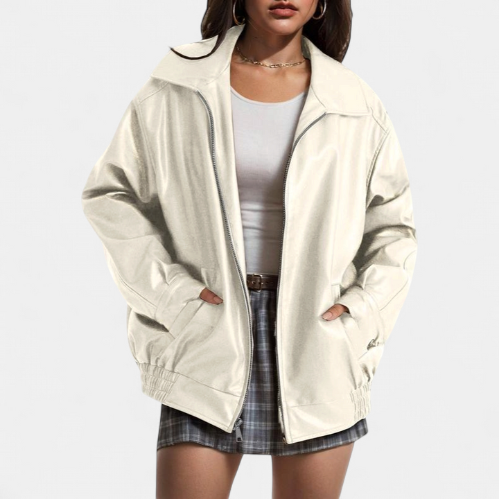 KENDRA | Women's Oversized Faux Suede Leather Motorcycle Jacket