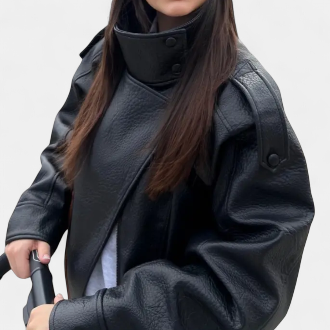 VANYA | Vintage Lychee-Texture Leather Jacket