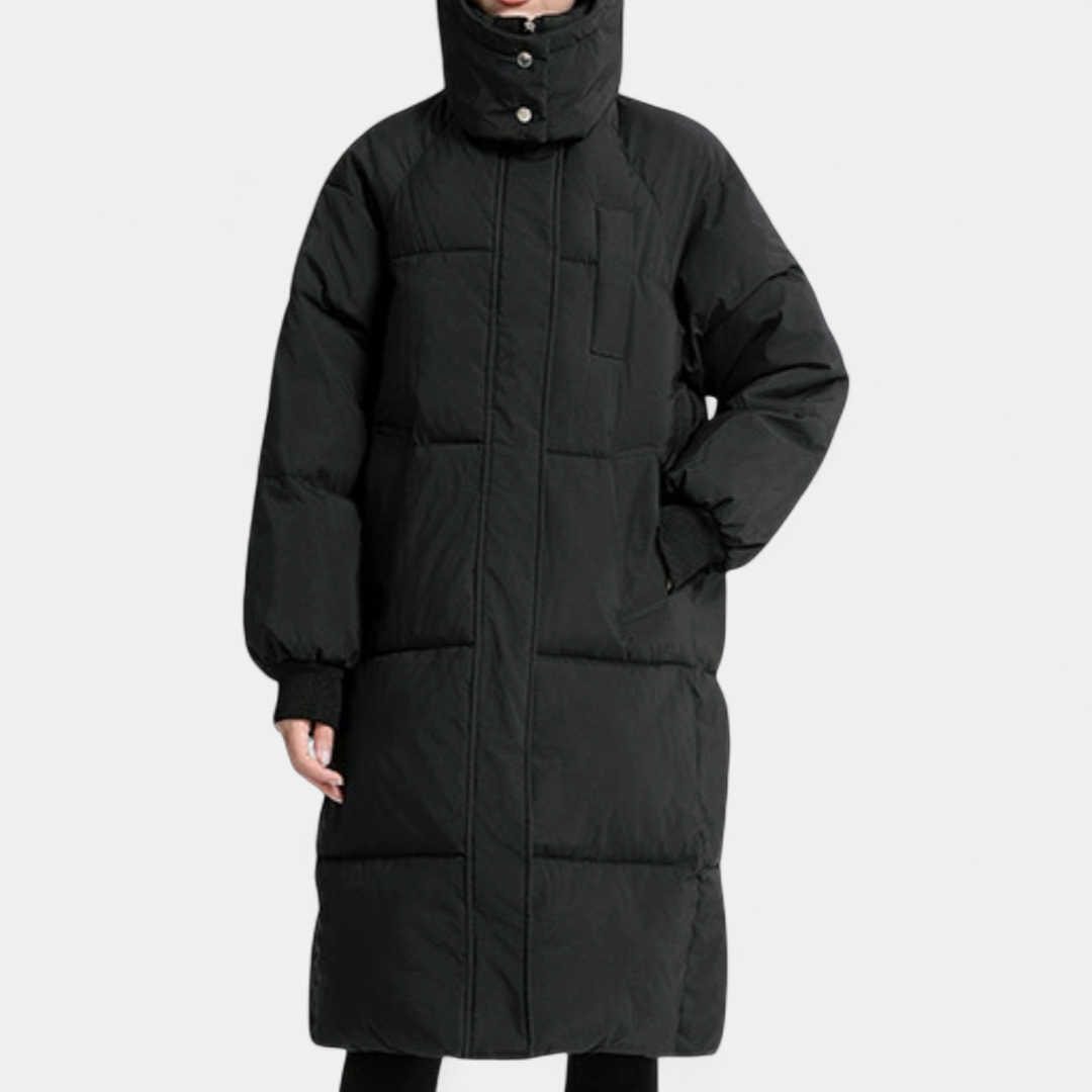 Women's Long Quilted Puffer Coat, Hooded Oversized Zip Front