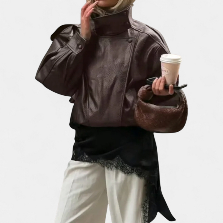 VANYA | Vintage Lychee-Texture Leather Jacket