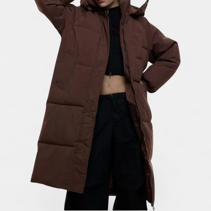 WINTARA | Cozy Oversized Hooded Long Puffer Coat