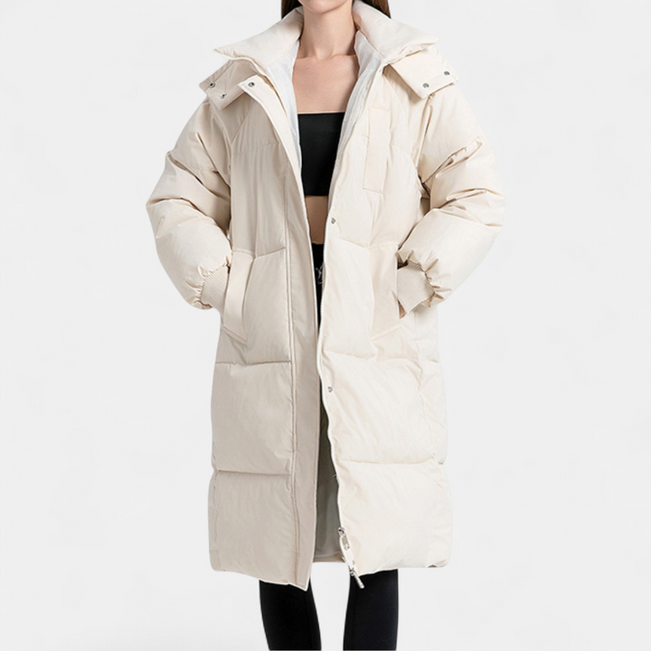 WINTARA | Cozy Oversized Hooded Long Puffer Coat