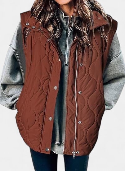 OLIVIA | Women's Casual Oversized Puffer Vest with Stand Collar