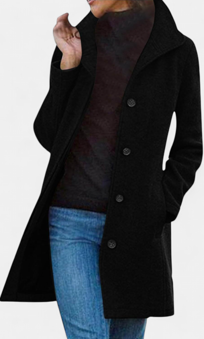 GABRIELA | Casual Wool Blend Pea Coat with Single-Breasted Design