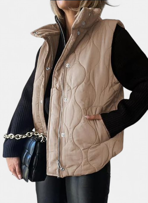 OLIVIA | Women's Casual Oversized Puffer Vest with Stand Collar