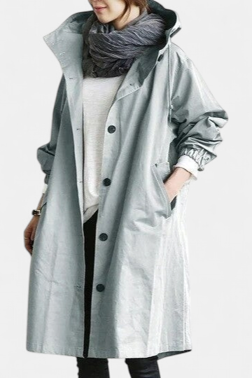 Women's Oversized Hooded Long Coat, Button Front High Low Hem