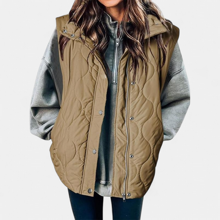 OLIVIA | Women's Casual Oversized Puffer Vest with Stand Collar