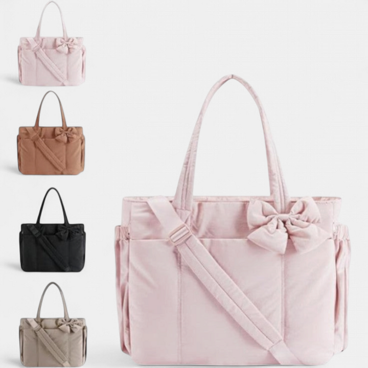 EMMA | Crush Bow Compact Tote Bag with Multiple Compartments