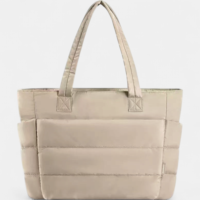 LILY | Cute Puffer Tote Bag with Laptop Compartment & Flower Print