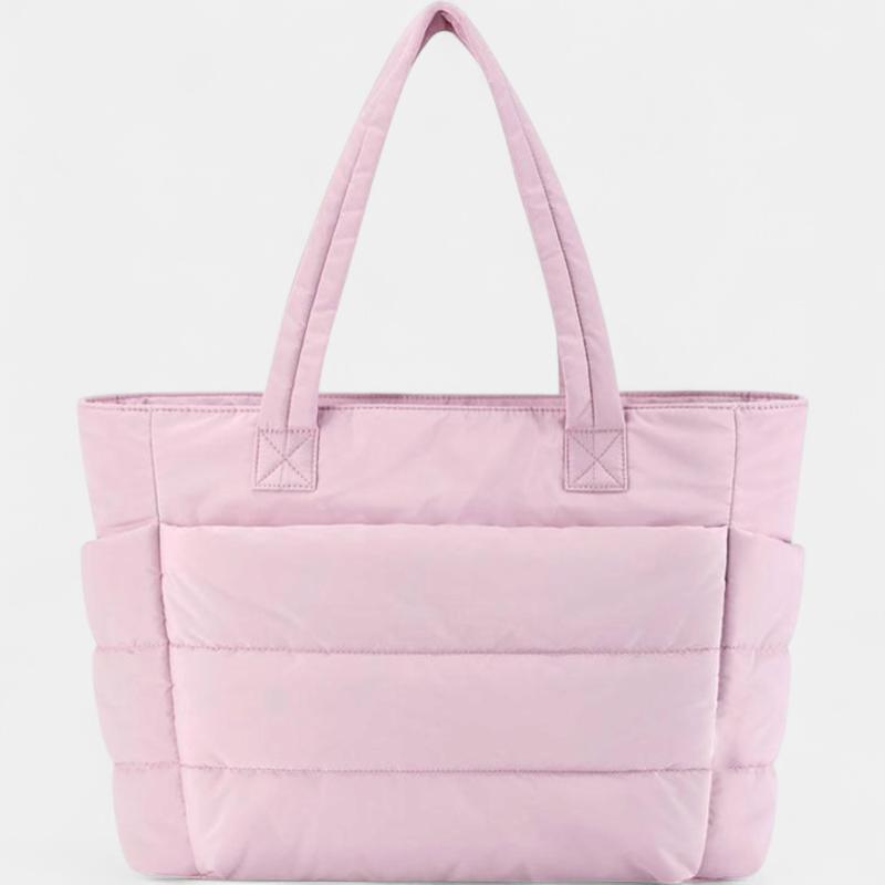 LILY | Cute Puffer Tote Bag with Laptop Compartment & Flower Print