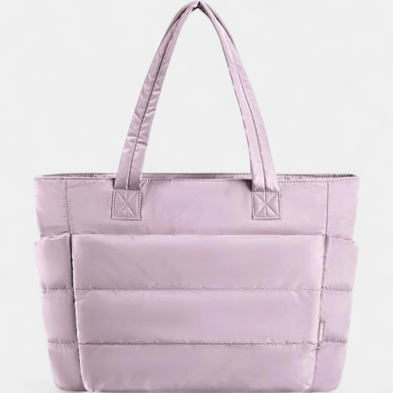 LILY | Cute Puffer Tote Bag with Laptop Compartment & Flower Print