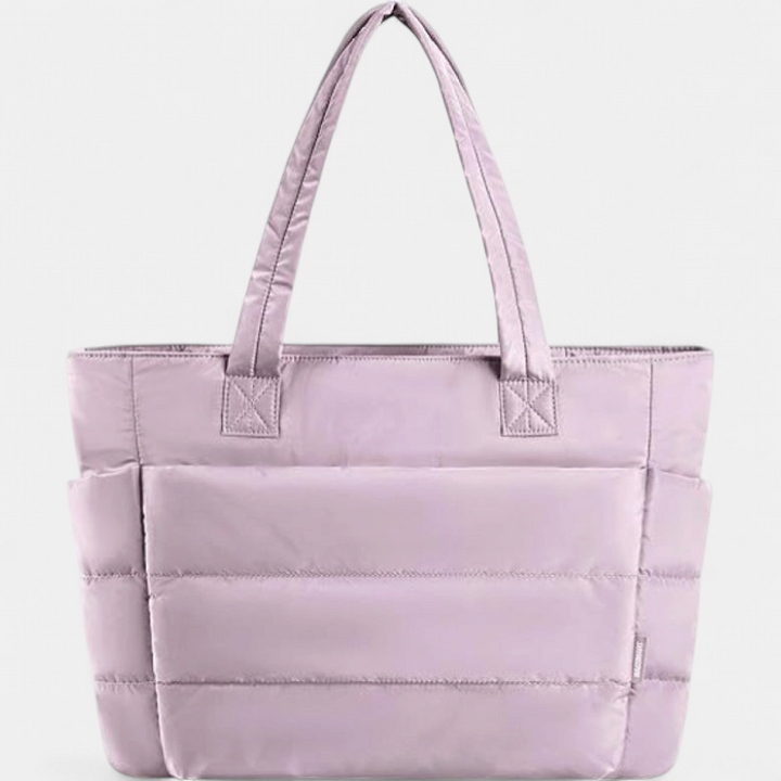LILY | Cute Puffer Tote Bag with Laptop Compartment & Flower Print
