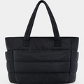 Women's Quilted Shoulder Tote Bag, Padded Twin Handles Side Pockets