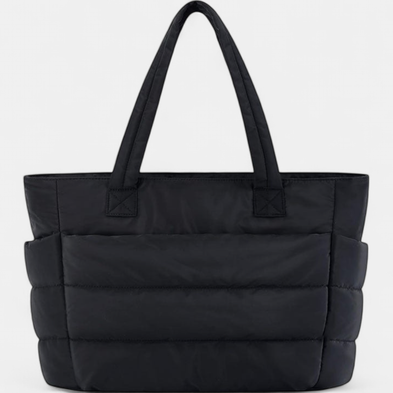 Women's Quilted Shoulder Tote Bag, Padded Twin Handles Side Pockets
