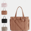 Women's Large Tote Bag, Padded Bow Detachable Crossbody Strap