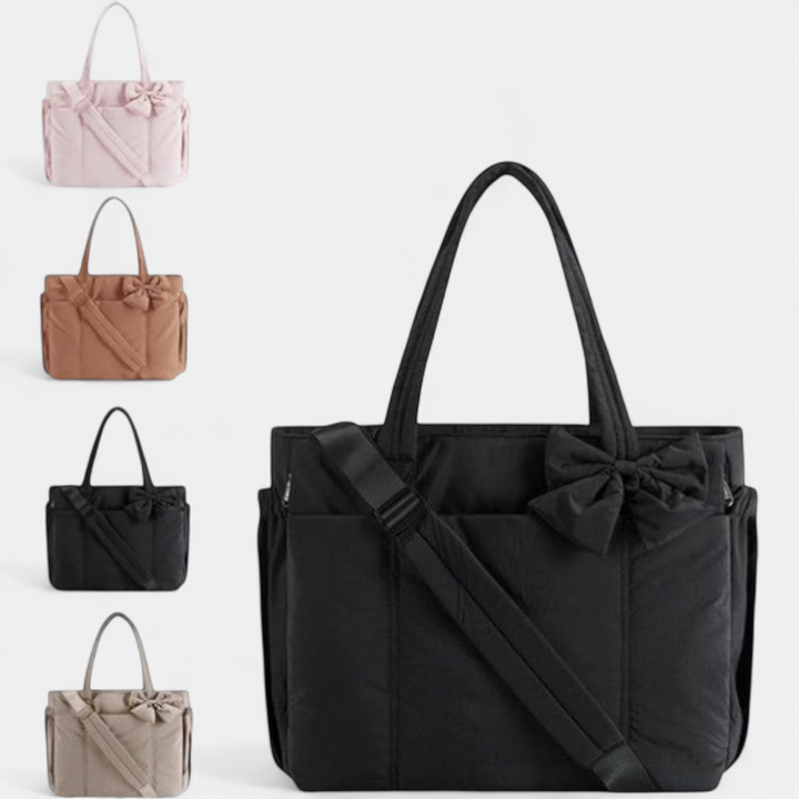 EMMA | Crush Bow Compact Tote Bag with Multiple Compartments