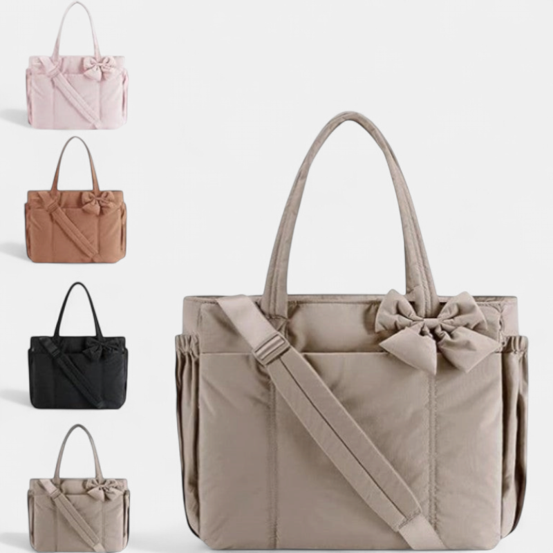 EMMA | Crush Bow Compact Tote Bag with Multiple Compartments