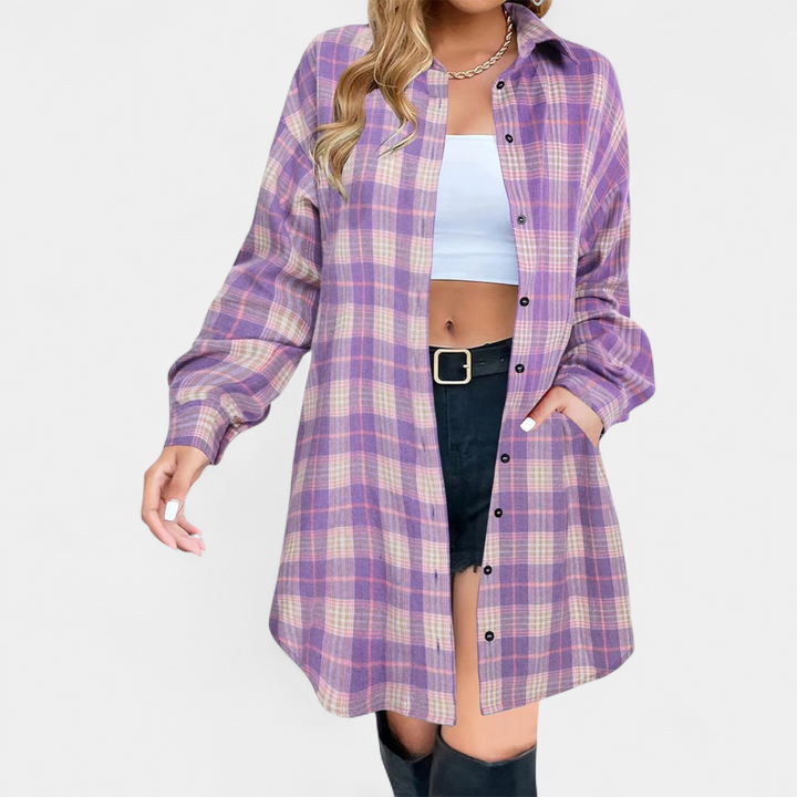 PALOMA | Classy Button Down Plaid Long-Sleeve Jacket