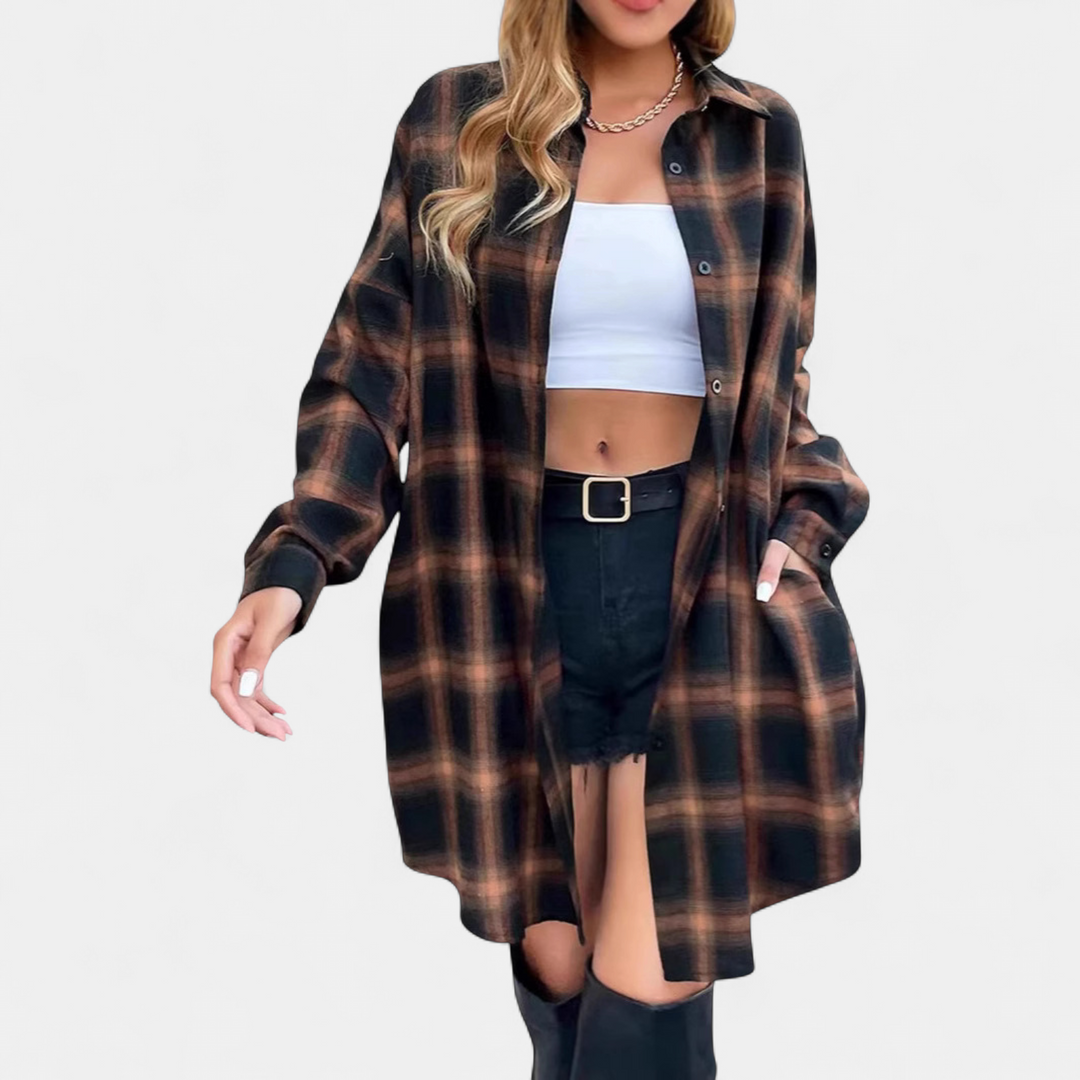 PALOMA | Classy Button Down Plaid Long-Sleeve Jacket
