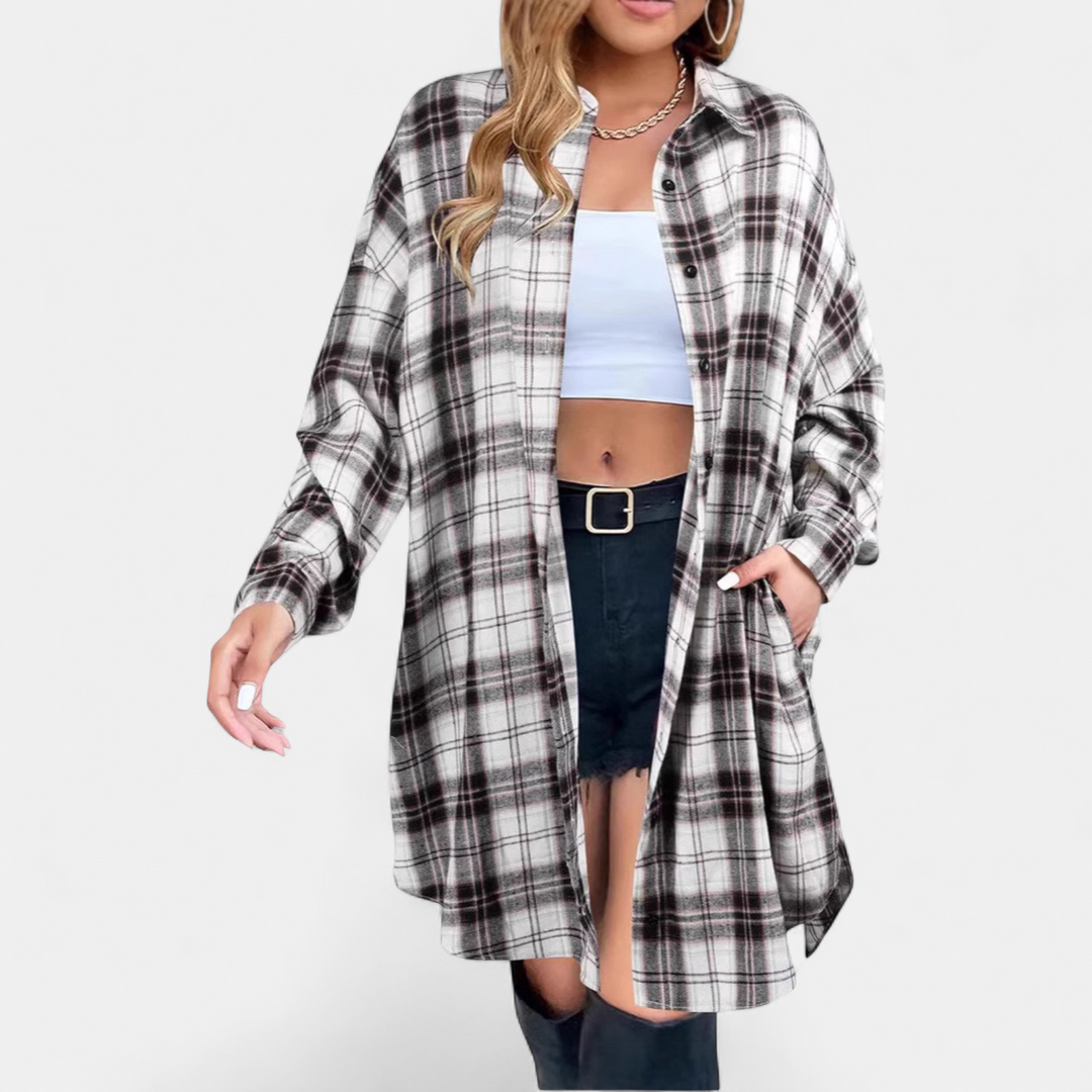 PALOMA | Classy Button Down Plaid Long-Sleeve Jacket