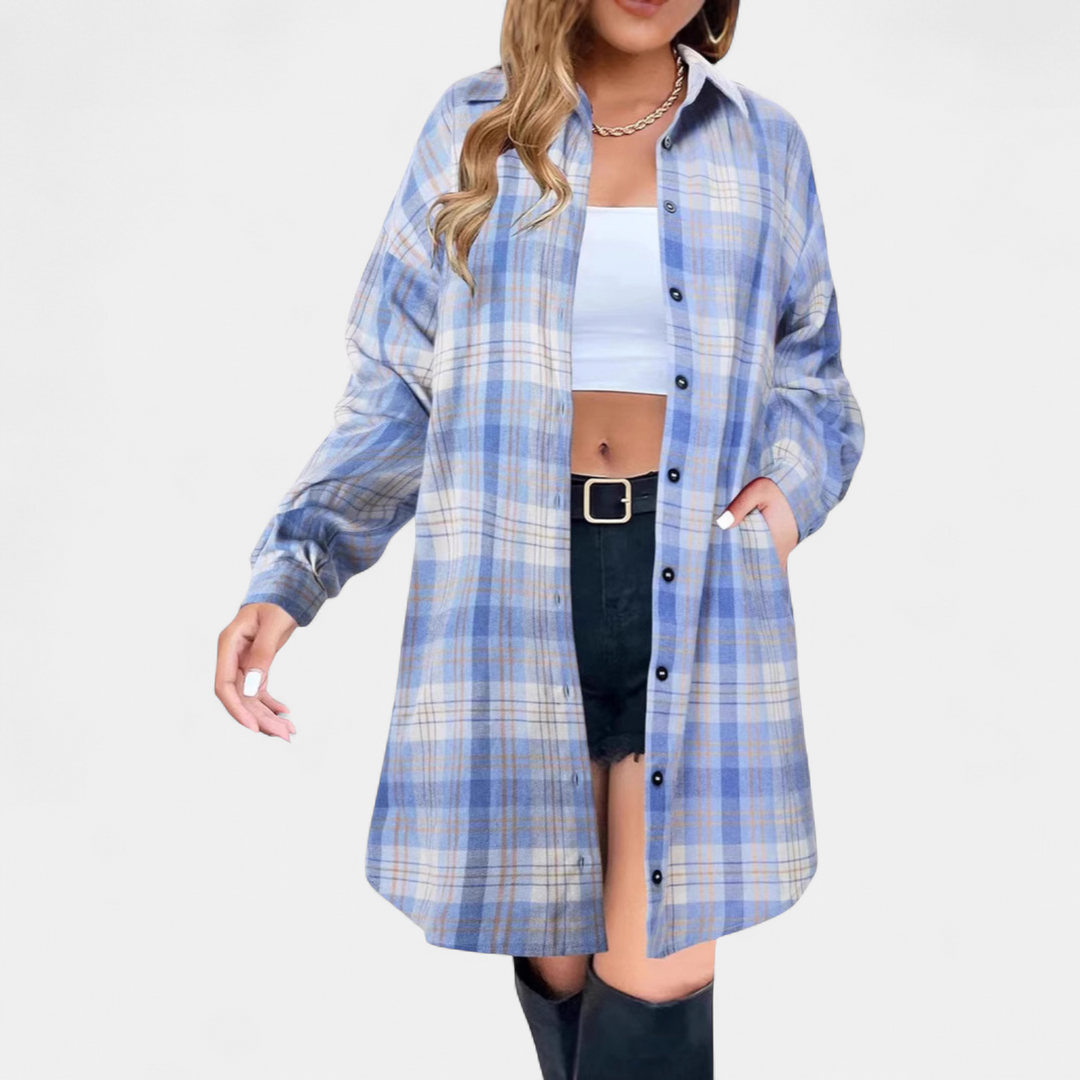 PALOMA | Classy Button Down Plaid Long-Sleeve Jacket