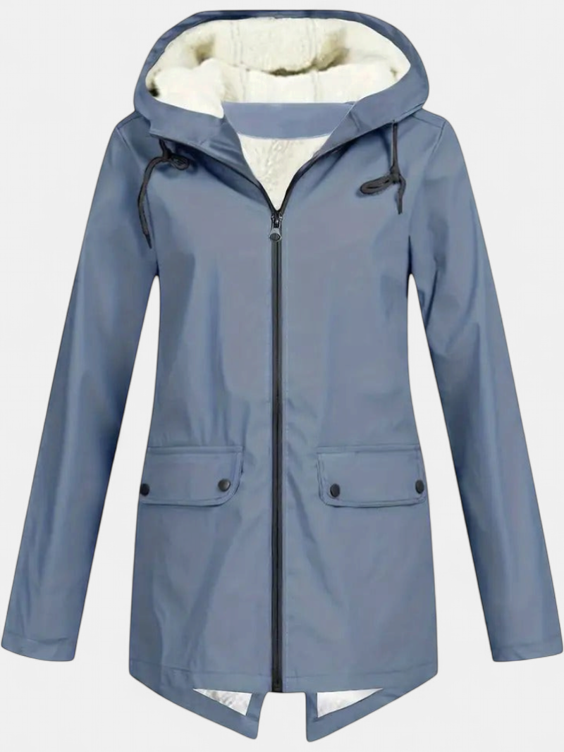 Women's Hooded Long Winter Coat, Fleece Lined Zip Up Flap Pockets