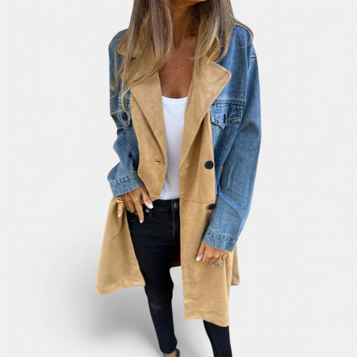 ELORA | Two-Tone Denim Trench