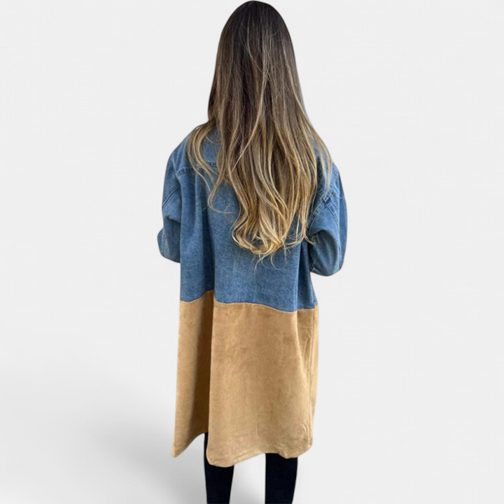 ELORA | Two-Tone Denim Trench