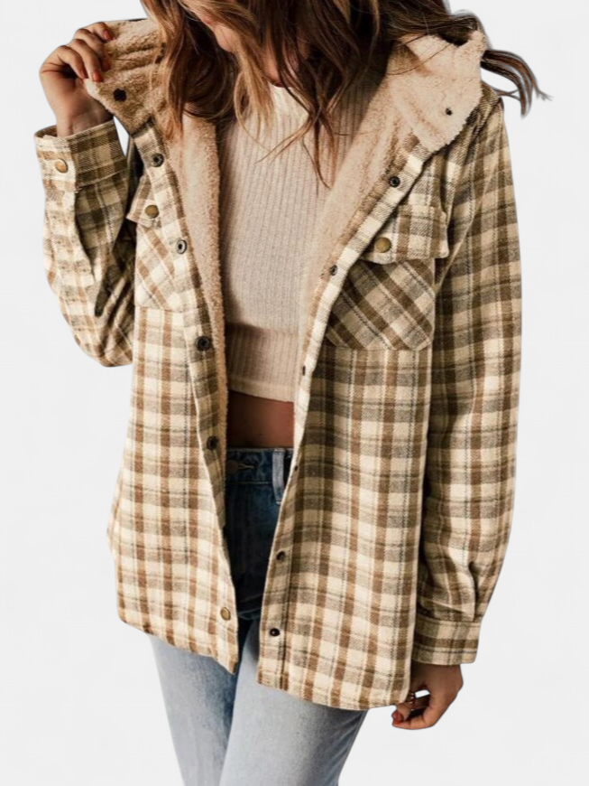AMELIA | Women’s Plaid Hooded Flannel Jacket for Autumn & Winter