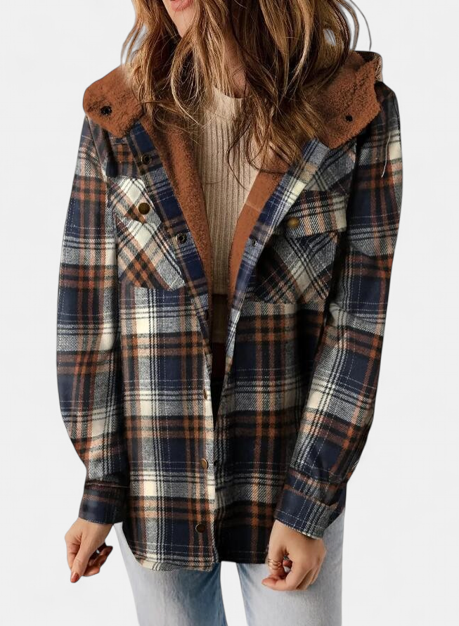 AMELIA | Women’s Plaid Hooded Flannel Jacket for Autumn & Winter