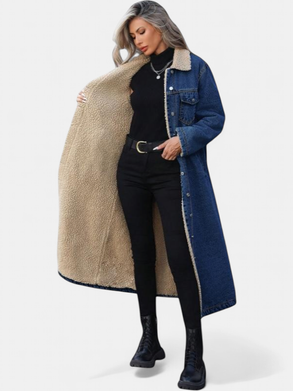 SAMANTHA | Long Fleece Lined Jacket Winter Single Breasted Coat