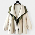 Women's Oversized Lightweight Windbreaker Jacket, Shawl Collar