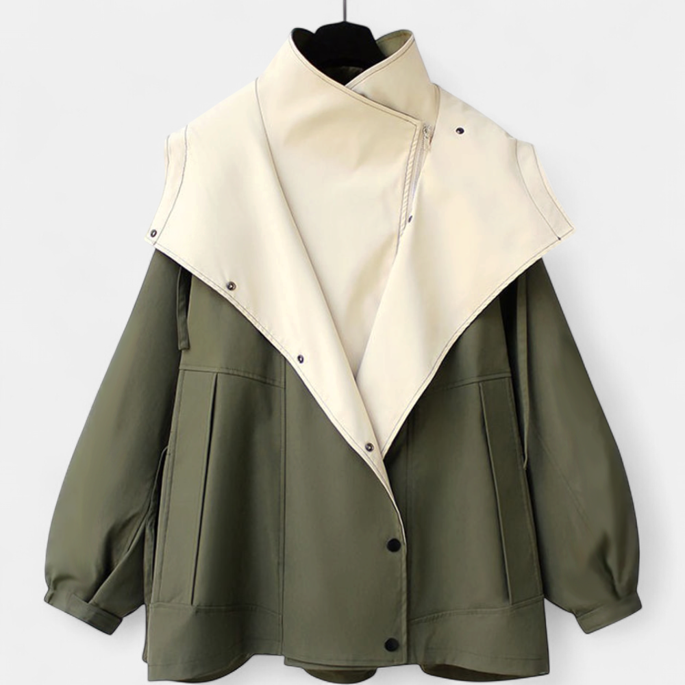 Women's Oversized Lightweight Windbreaker Jacket, Shawl Collar