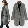 Women's Wool Winter Coat, Tweed Single Breasted Notched Lapel