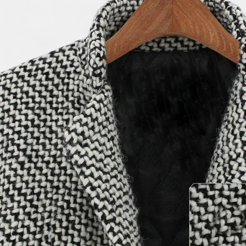 Women's Wool Winter Coat, Tweed Single Breasted Notched Lapel