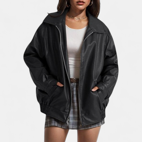 KENDRA | Women's Oversized Faux Suede Leather Motorcycle Jacket