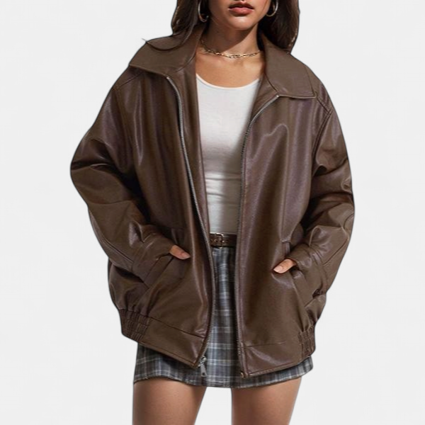 KENDRA | Women's Oversized Faux Suede Leather Motorcycle Jacket