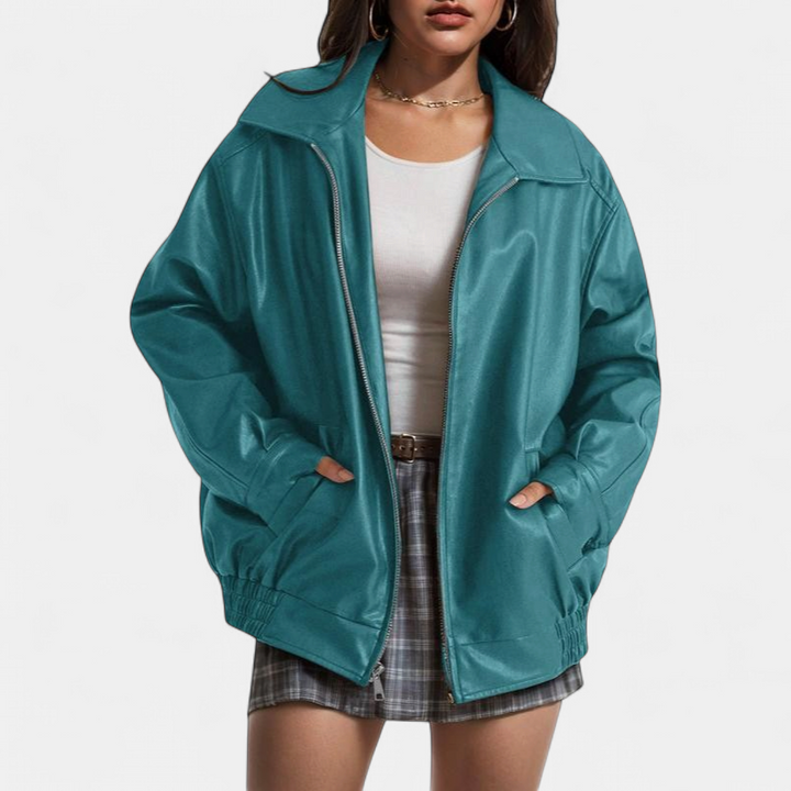 KENDRA | Women's Oversized Faux Suede Leather Motorcycle Jacket
