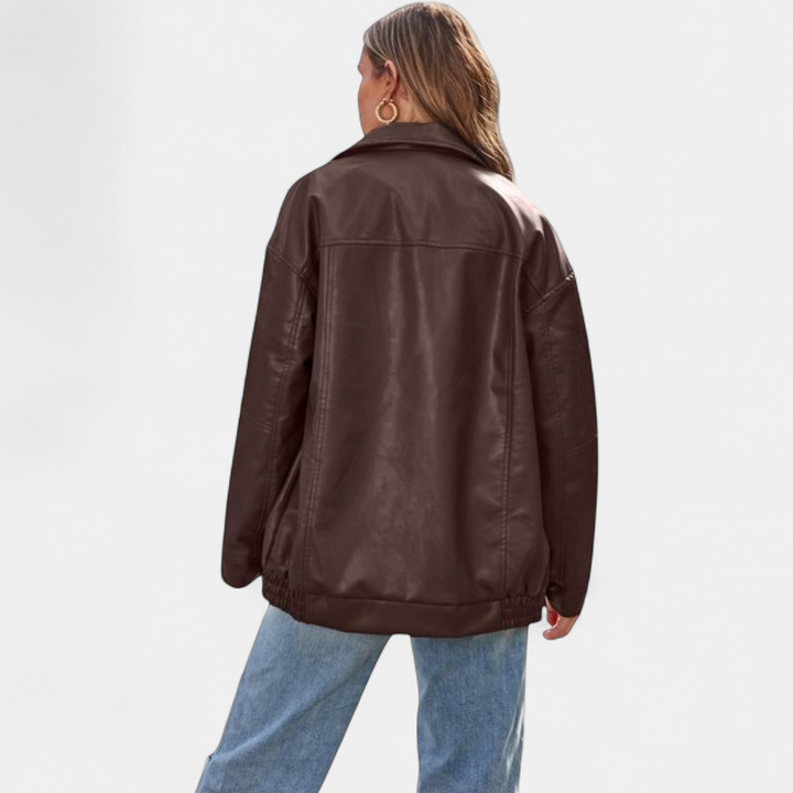 KENDRA | Women's Oversized Faux Suede Leather Motorcycle Jacket