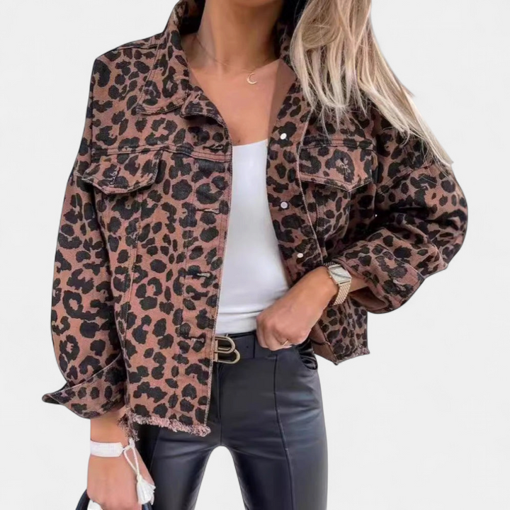 REEVA | Vintage Leopard Long Sleeve Button Down Jacket