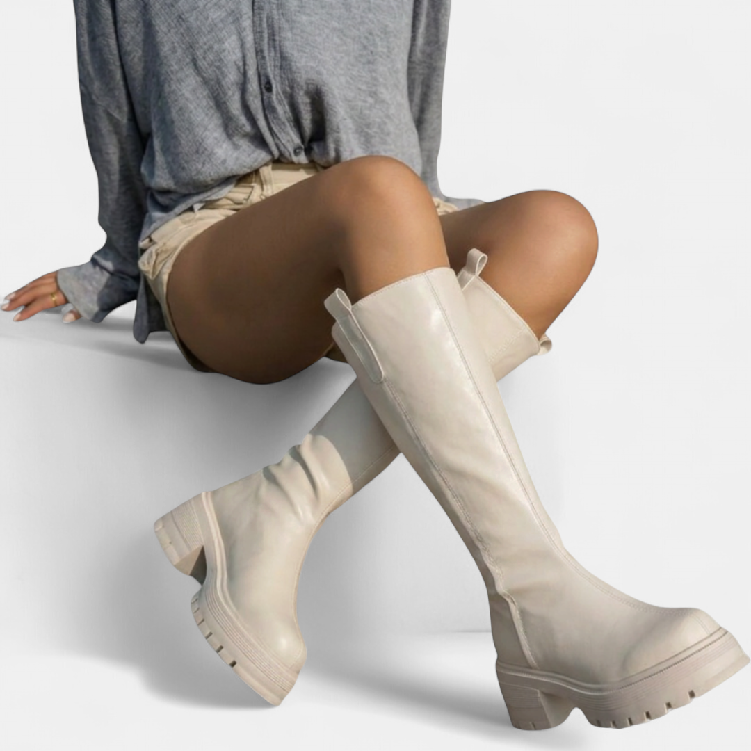 Women's Chunky Platform Knee High Boots, Block Heel Lug Sole