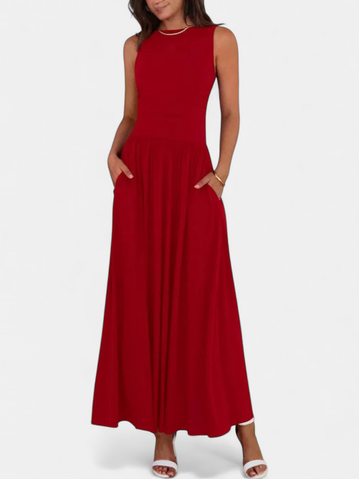 EMMIE | Chic Sleeveless Ruched High-Waisted Maxi Dress